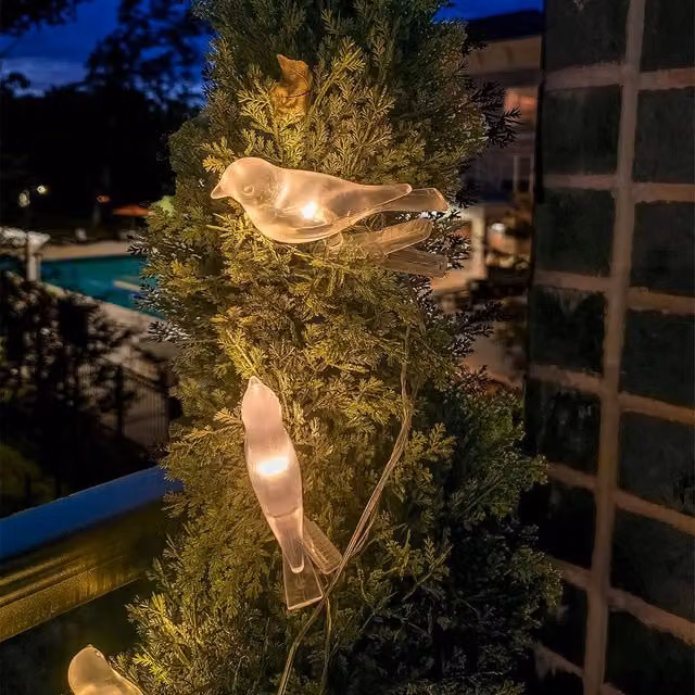 Quipulse Solar-Powered Warm White LED Outdoor Bird Fairy Lights with Dusk Sensor, IP44 Rated, White – 1