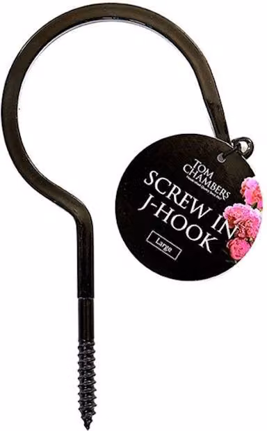 Tom Chambers Large Metal Screw-in Garden J Hook in Black