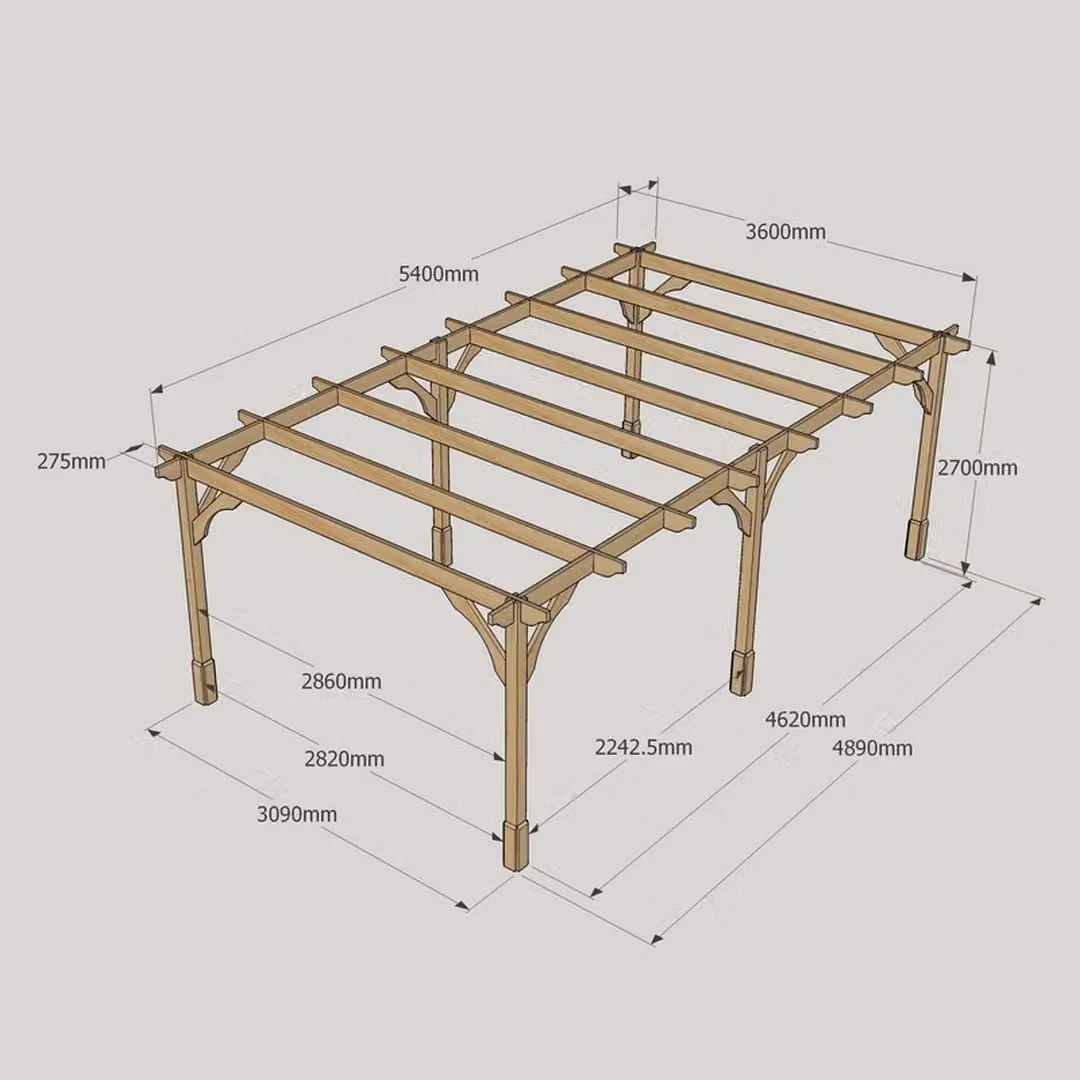 Rutland County Garden Furniture Ltd Premium Pent Pergola in Wood and Galvanised Steel, Green, W: 540 cm, D: 360 cm, H: 270 cm – 4