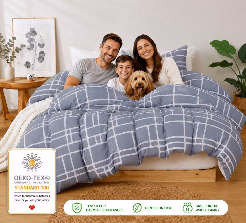 Grace Premium Microfibre Duvet Cover Set in Grey, 140 x 200 cm – 3