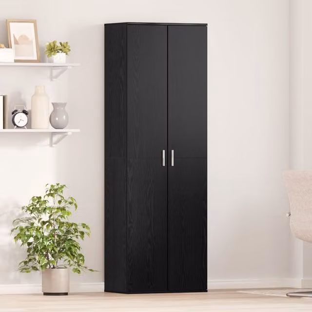 Berkfield Home Modern Black Oak Highboard with Hinged Doors and Internal Shelves, W/D/H: 60 x 35 x 180 cm