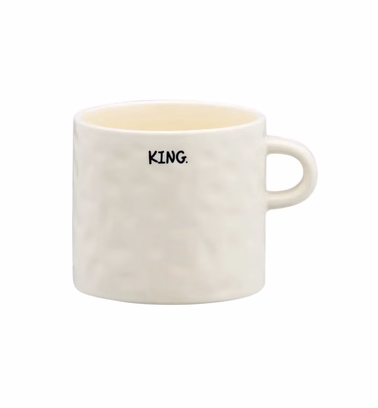 Anna + Nina King Tea Mug, White Stoneware