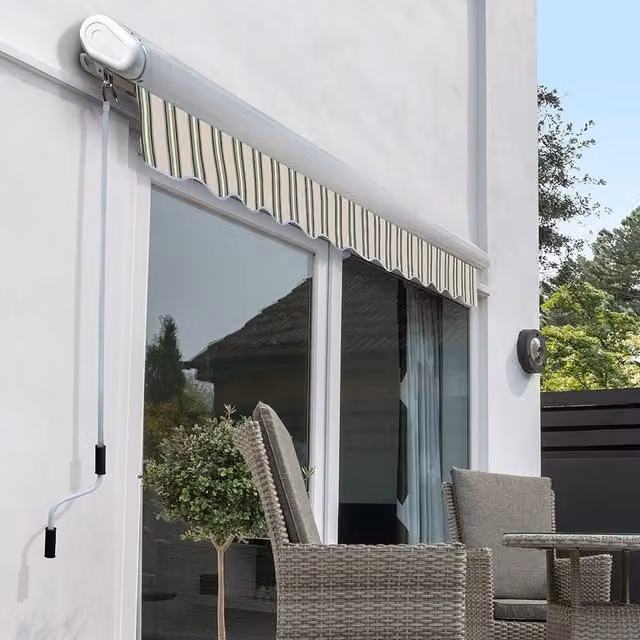 Primrose Full Cassette Electric Patio Awning with 5m Canopy in Multi-Stripe Colour
