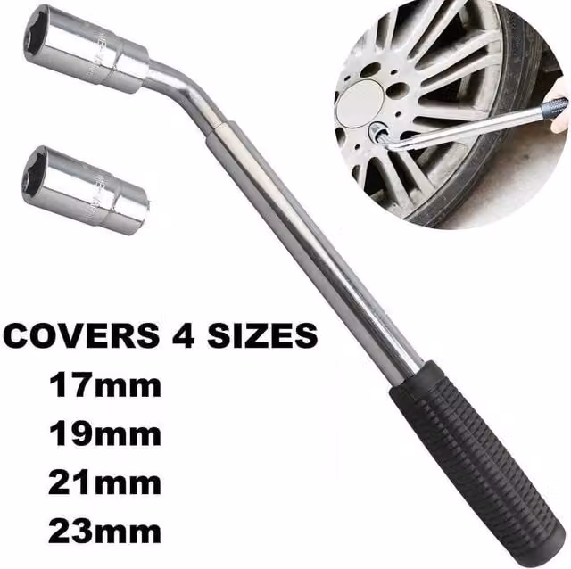 NESTLUNE Extendable Wheel Lug Nut Wrench Socket Set in Silver, 17/19/21/23mm – 1