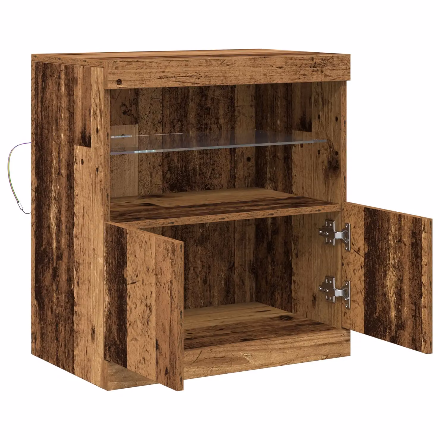 Berkfield Home Rustic Wood Sideboard with Integrated LED Lights, Brown, W/D/H: 60 x 37 x 67 cm – 4