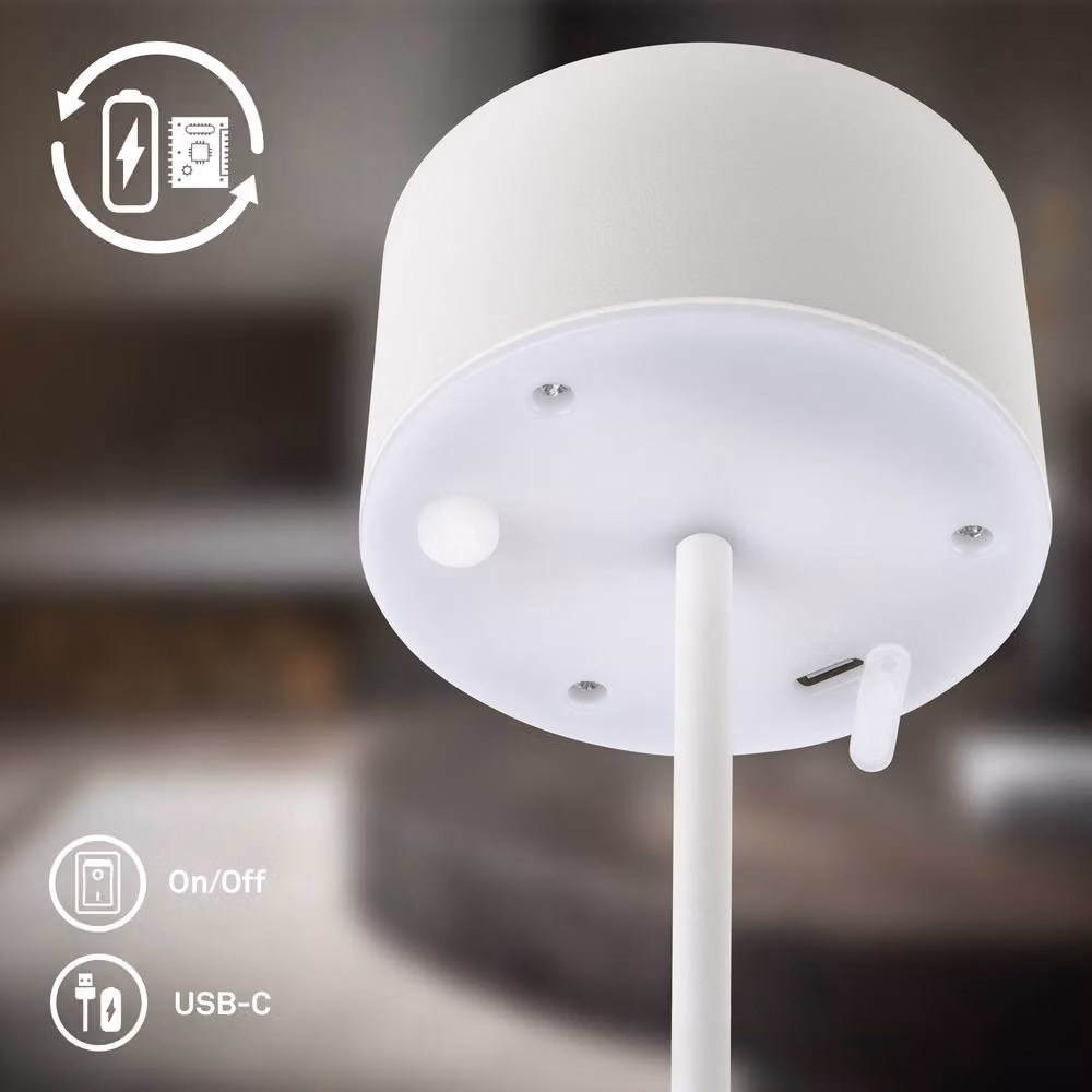 Briloner White Rechargeable LED Table Lamp with Touch Dimmer, IP44, W/D/H: 8 x 8 x 19 cm – 3
