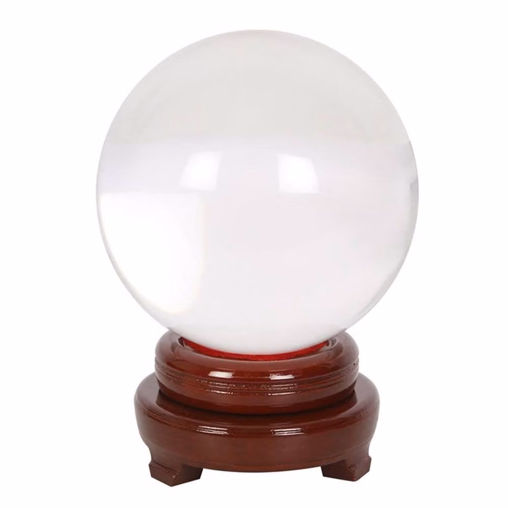 Uniqueful Transparent Glass Crystal Ball with Wood Stand, Diameter: 15 cm – 2