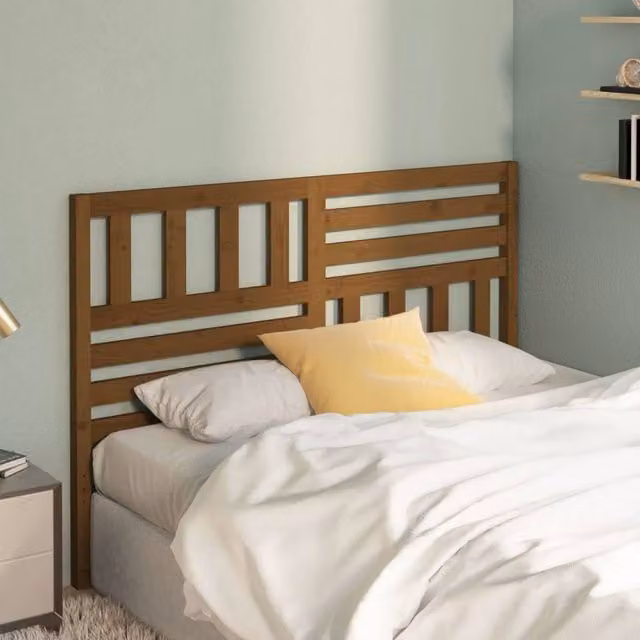 Berkfield Home Beautiful Bed Headboard in Honey Brown Solid Pine Wood, W: 146 cm, D: 4 cm, H: 100 cm – 1