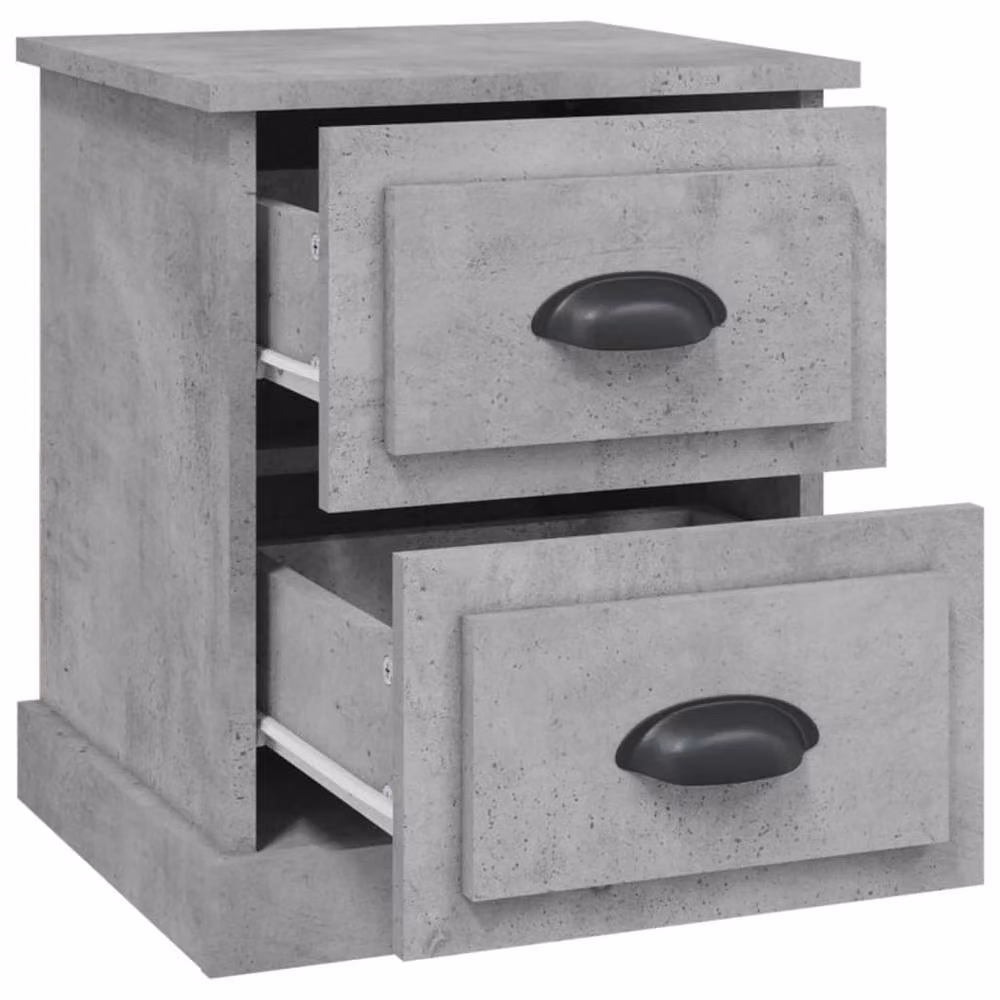Berkfield Home Durable Bedside Cabinets, 2 Pack, Concrete Grey, W/D/H: 39 x 39 x 47.5 cm – 3