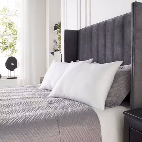 OHS 2 Pack White Hollowfibre Microfibre Bed Pillows for Side Sleepers