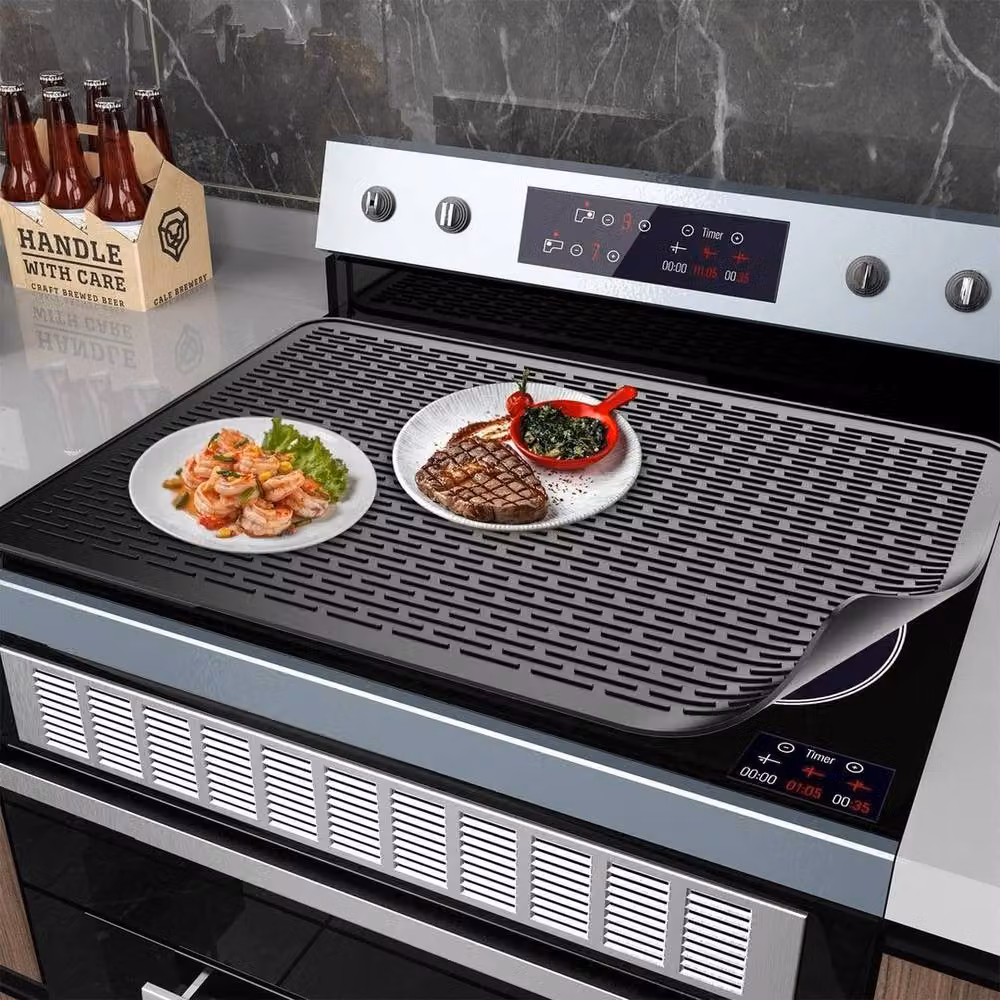 FLAVORA Black Heat Resistant Silicone Countertop Mat, W: 71 cm, D: 50 cm – 5
