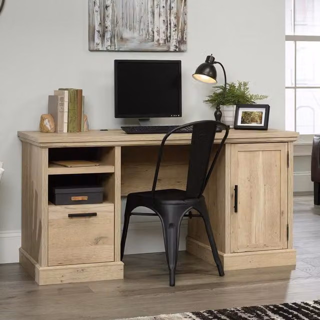 Teknik Modern Brown Oak Wood Computer Desk