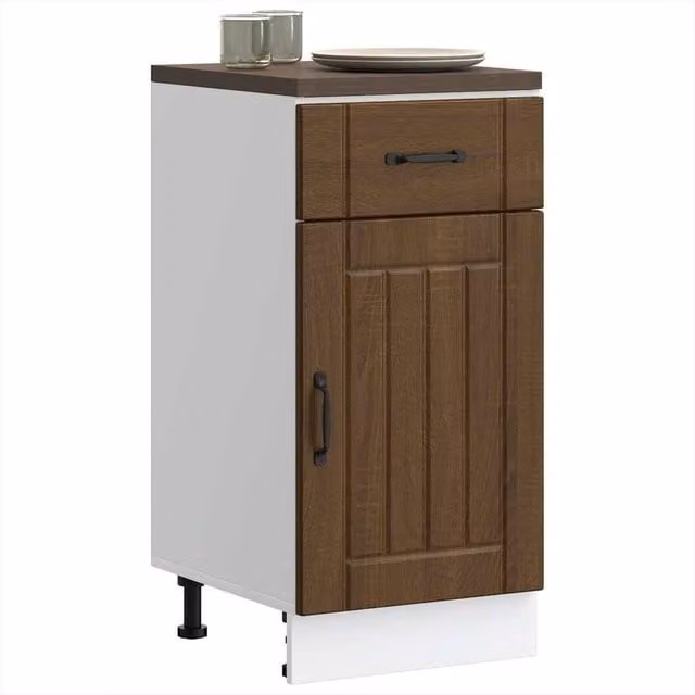 Berkfield Home Lucca Kitchen Base Cabinet in Brown Oak Engineered Wood, H 81.5 x W 46.0 x D 40.0 cm – 1