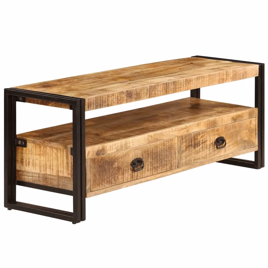 Berkfield Home Vintage Solid Mango Wood TV Cabinet in Brown, W/D/H: 120 x 35 x 45 cm – 2
