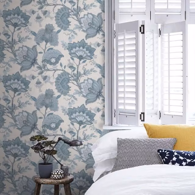 Arthouse Krisha Dusky Wallpaper in Blue and Yellow