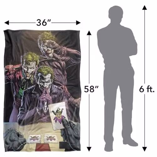 Warner Bros. Batman Three Jokers Super Soft Silky Touch Fleece Throw Blanket, Multicolour, W: 91.44 cm x L: 147.32 cm – 4