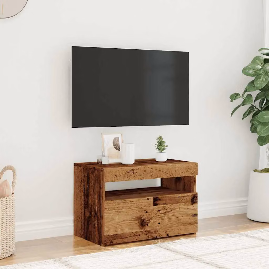 Berkfield Home Modern TV Cabinet with Integrated LED Lights in Brown, W/D/H: 60 x 35 x 40 cm – 4