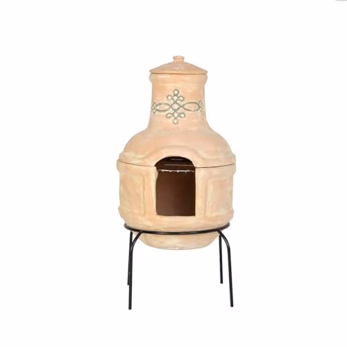 Charles Bentley Terracotta Clay Chiminea BBQ Grill, Height: 75 cm, Width: 35 cm – 1