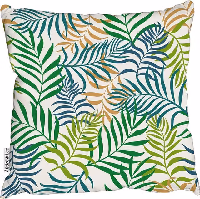 Benjamin Tate Design LTD Green Tropical Palm Leaves Outdoor Square Cushion, W: 60 cm, D: 60 cm, H: 60 cm