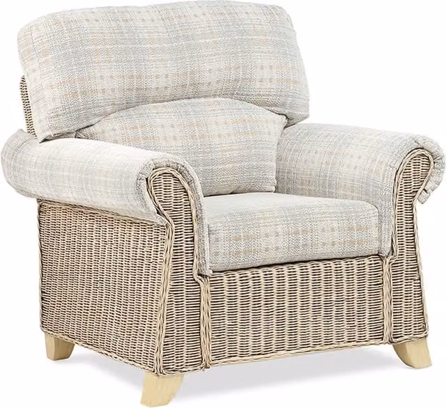 Desser Modern Rattan and Wood Conservatory Chair in Beige