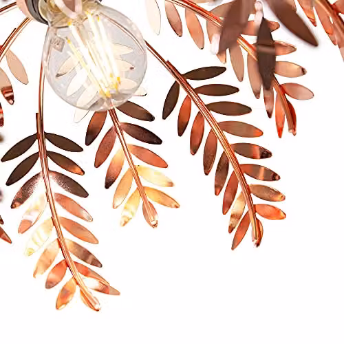 Happy Homewares Traditional Fern Leaf Easy Fit Ceiling Pendant Light Shade in Shiny Copper Finish, Diameter: 28 cm – 3