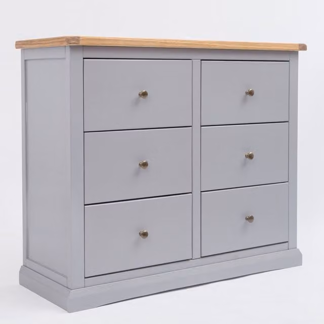 Cabinet Bits Rocca 6 Drawer Chest of Drawers in Grey with Gold Knobs