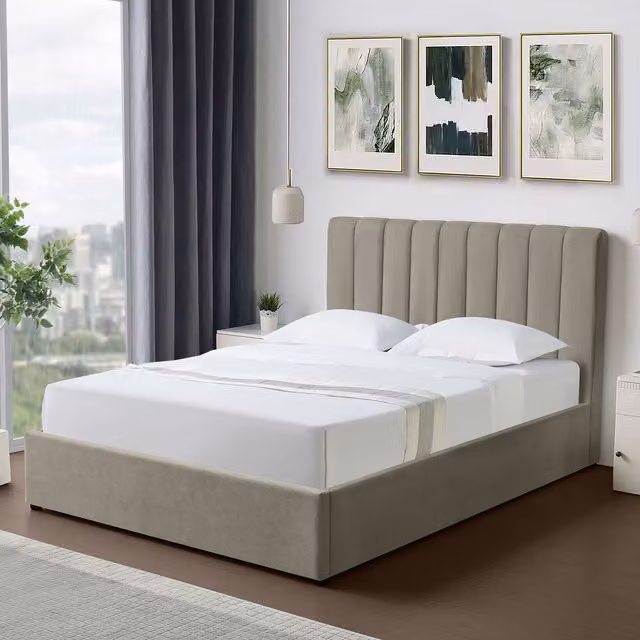 Artemis Home Modern Upholstered Ottoman Bed Frame with Lift Up Storage, Brown, W: 135 cm, D: 190 cm