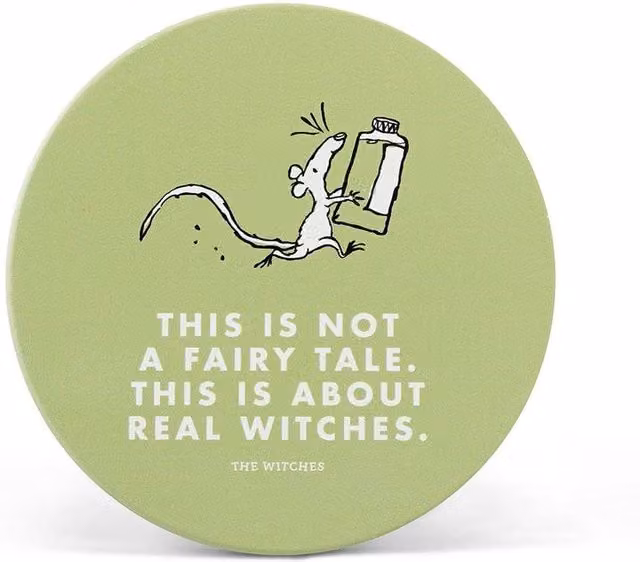 Roald Dahl The Witches Ceramic Coaster, Multicolour and Green