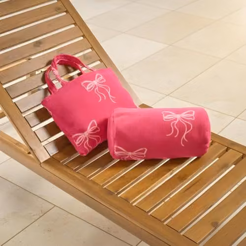 OHS Inflatable Bow Beach Bolster Pillow with Soft Microfibre Cover, Pink, W/D/H: 36 x 16 x 16 cm – 3