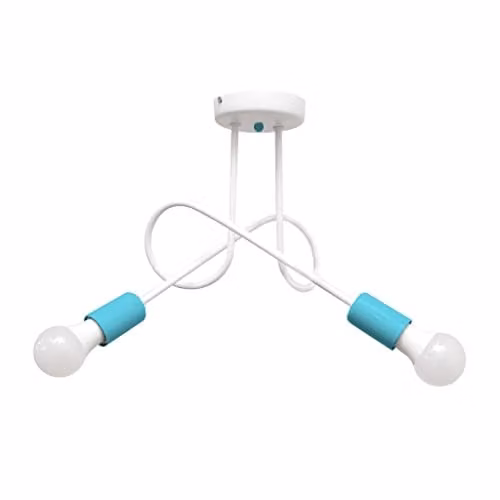 Netlighting Oxford Multi Arm Semi Flush Ceiling Light in White and Turquoise, Diameter: 38 cm