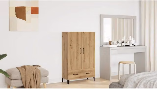 Berkfield Home Artisan Oak Highboard in Brown, W/D/H: 70 x 31 x 115 cm