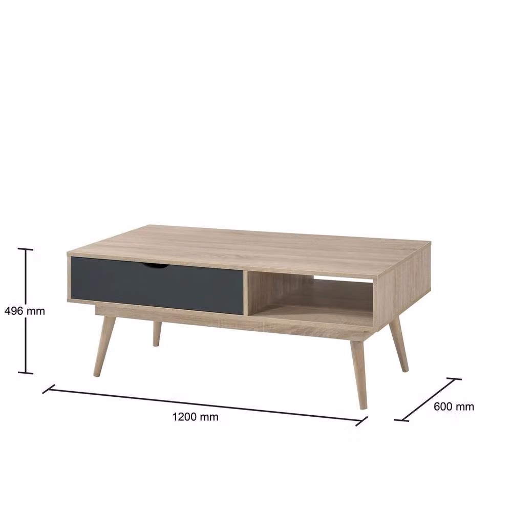 FLAVORA Retro Square Coffee Table in Dark Grey Oak, W: 100 cm x D: 100 cm – 2