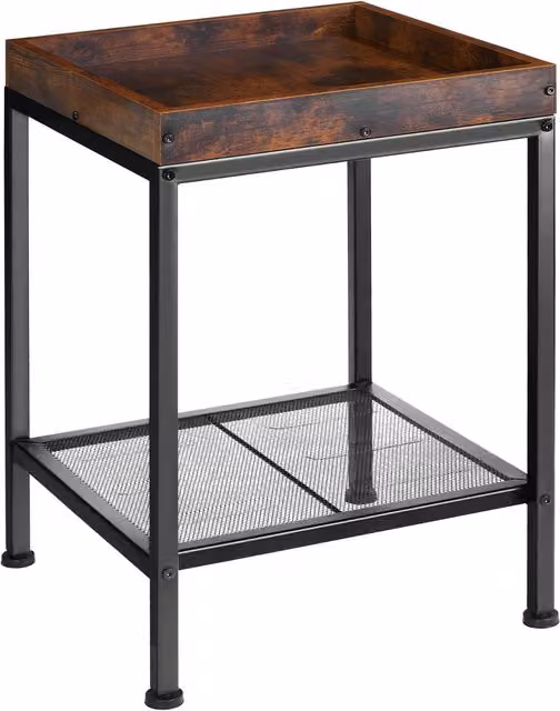 tectake Rochester Industrial Bedside Table in Black and Brown