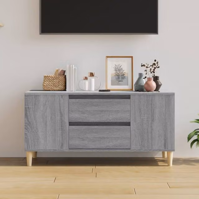 Berkfield Home TV Cabinet in Grey Sonoma, W/D/H: 102 x 44.5 x 50 cm