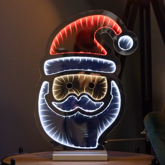 Samuel ALEXANDER 40cm Light up Santa's Face Infinity Christmas Decoration with Red and White LEDs