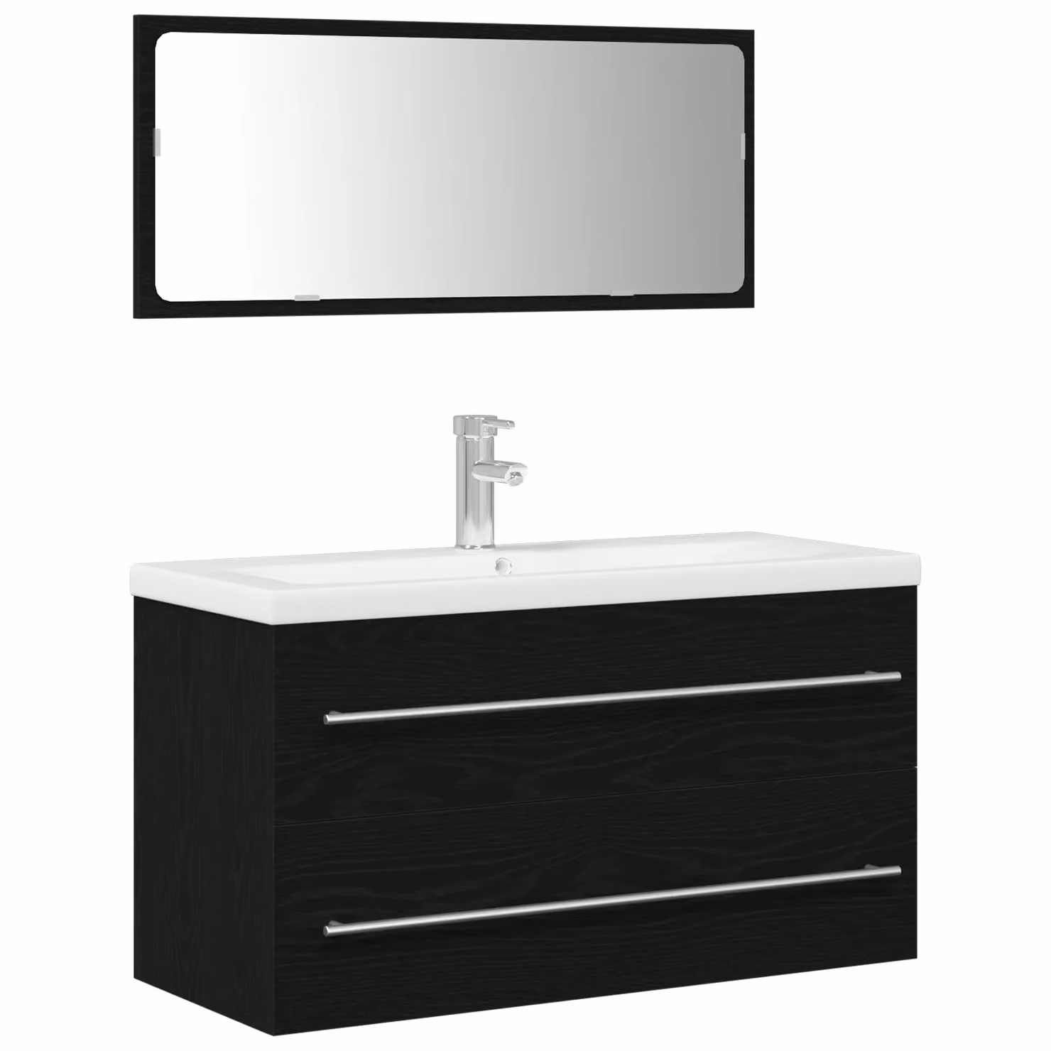 Berkfield Home Bathroom Sink Cabinet with Built-in Basin in Black Oak, W/D/H: 76.7 x 38.5 x 38.5 cm – 2