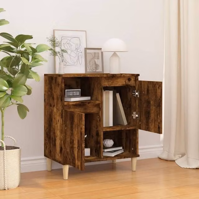 Berkfield Home Mid Century Smoked Oak Sideboard in Brown, W/D/H: 60 x 35 x 70 cm
