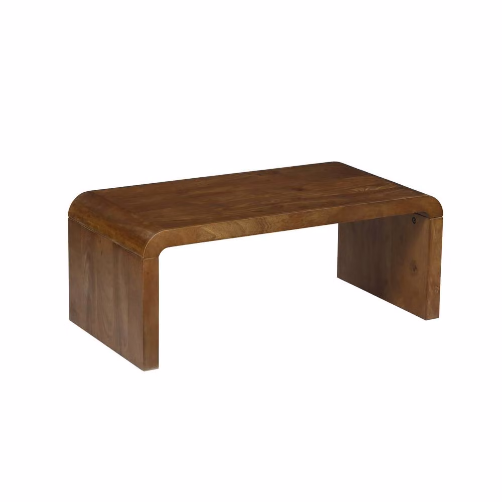 sweeek Rectangular Solid Acacia Wood Coffee Table in Dark Brown, W/D/H: 50 x 40 x 25 cm – 2