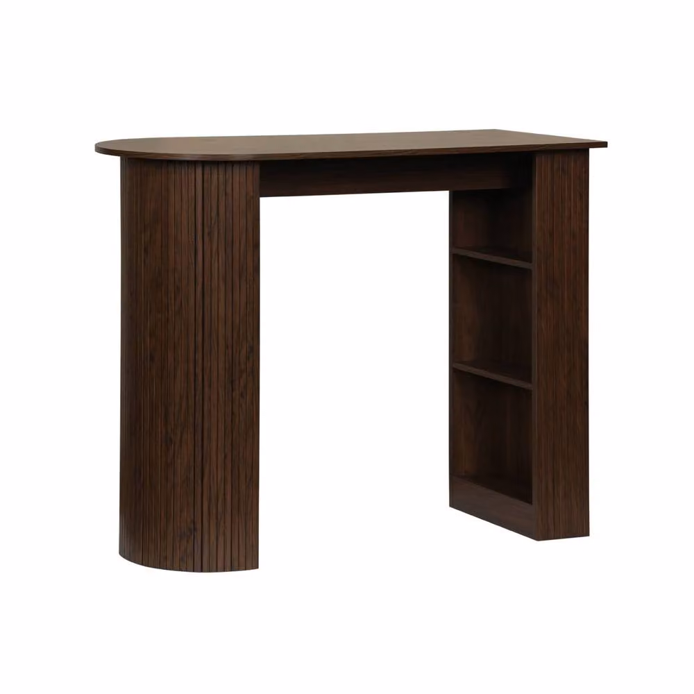 sweeek Modern Rectangular Bar Table with Storage in Brown, W/D/H: 120 x 40 x 100 cm – 2