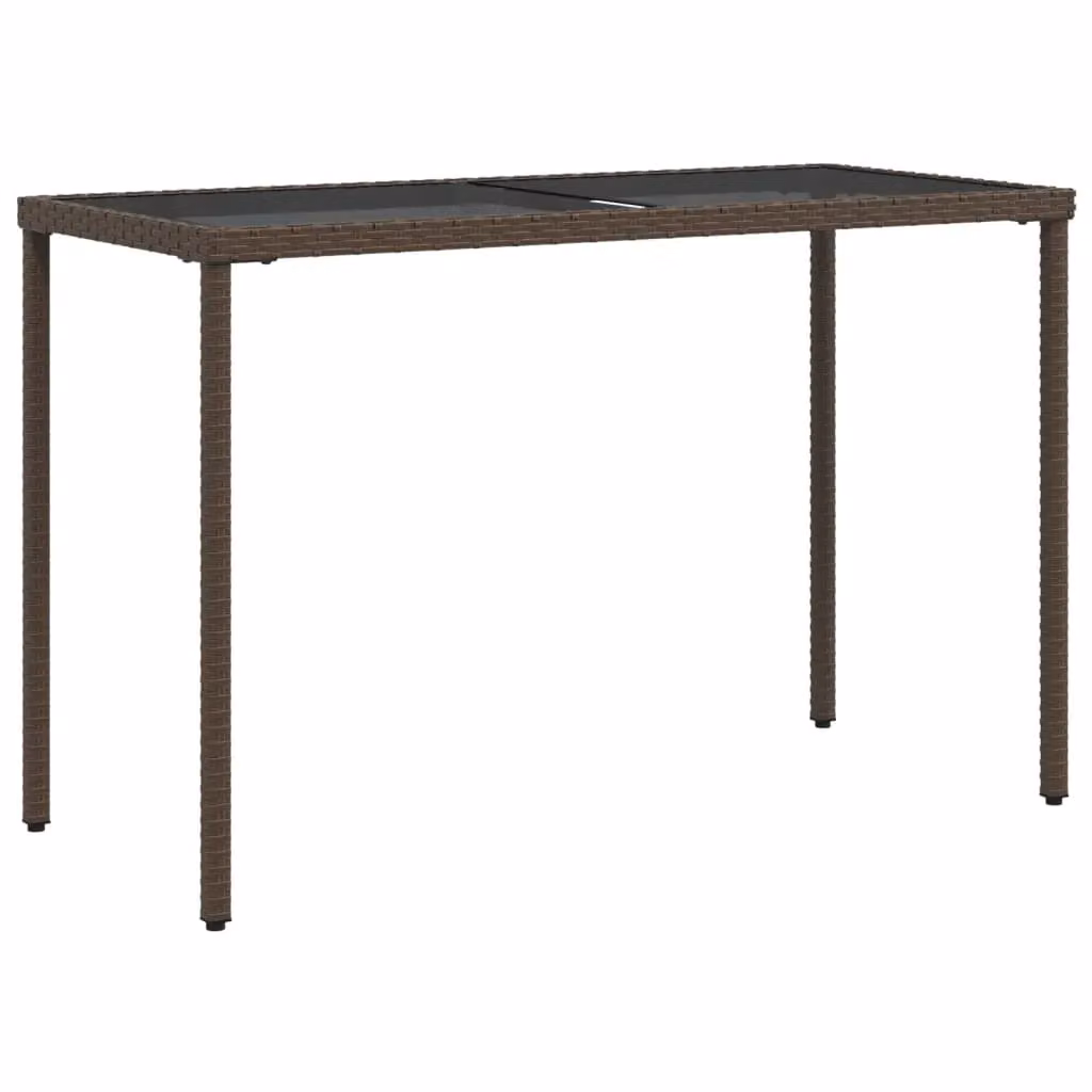 Berkfield Home Modern Brown Poly Rattan Garden Table with Glass Top, W/D/H: 115 x 54 x 74 cm – 2