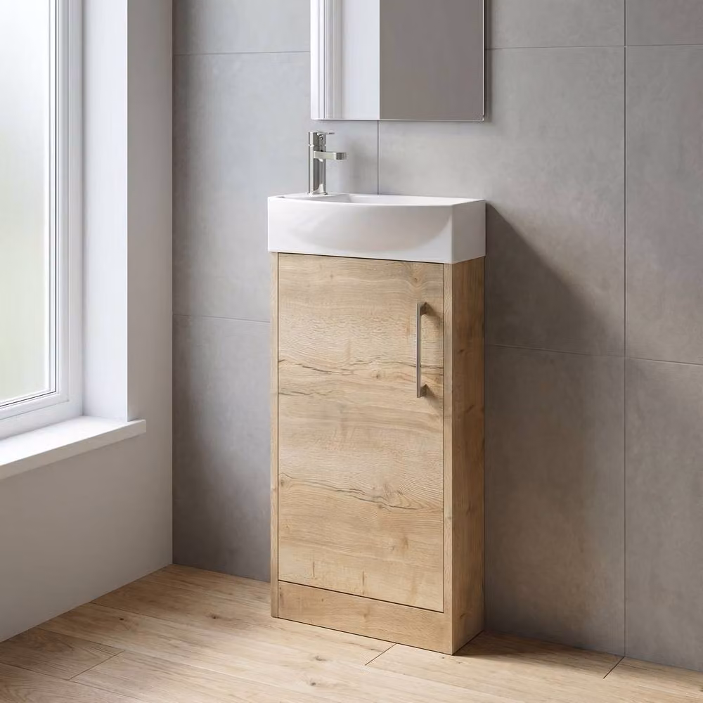 Balterley Winshill Right-Hand 1 Door Cloakroom Vanity Basin Unit, Brown, Width: 44 cm – 2