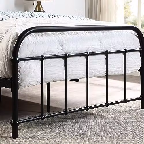 SlumberWorx Tewin Vintage Hospital Style Metal Bed Frame with 15cm Comfort Foam Mattress, Black, W/D/H: 140 x 200 x 146 cm – 4