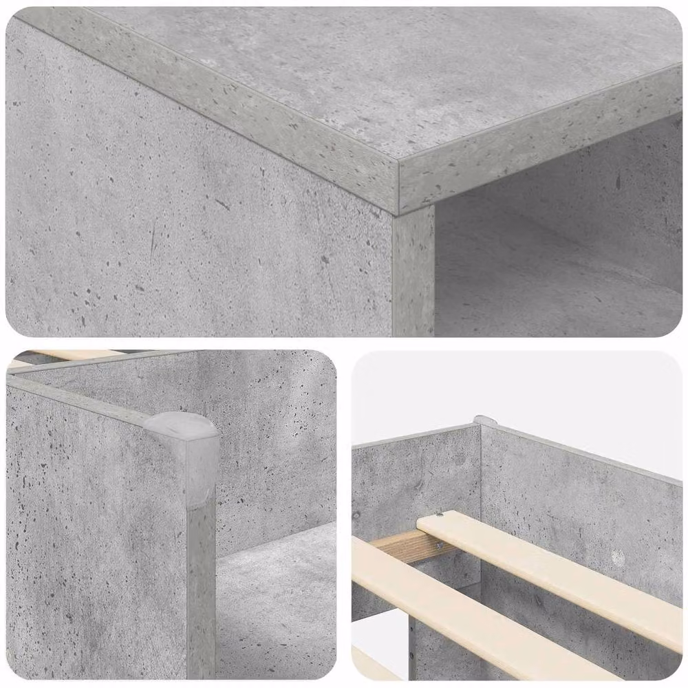 Berkfield Home Loft Bed Frame with Cabinet and Stairs in Concrete Grey Engineered Wood – 3
