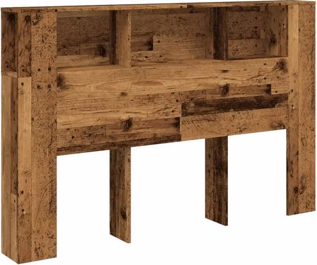 Berkfield Home Headboard Cabinet in Old Wood Brown, W/D/H: 160 x 18.5 x 103.5 cm