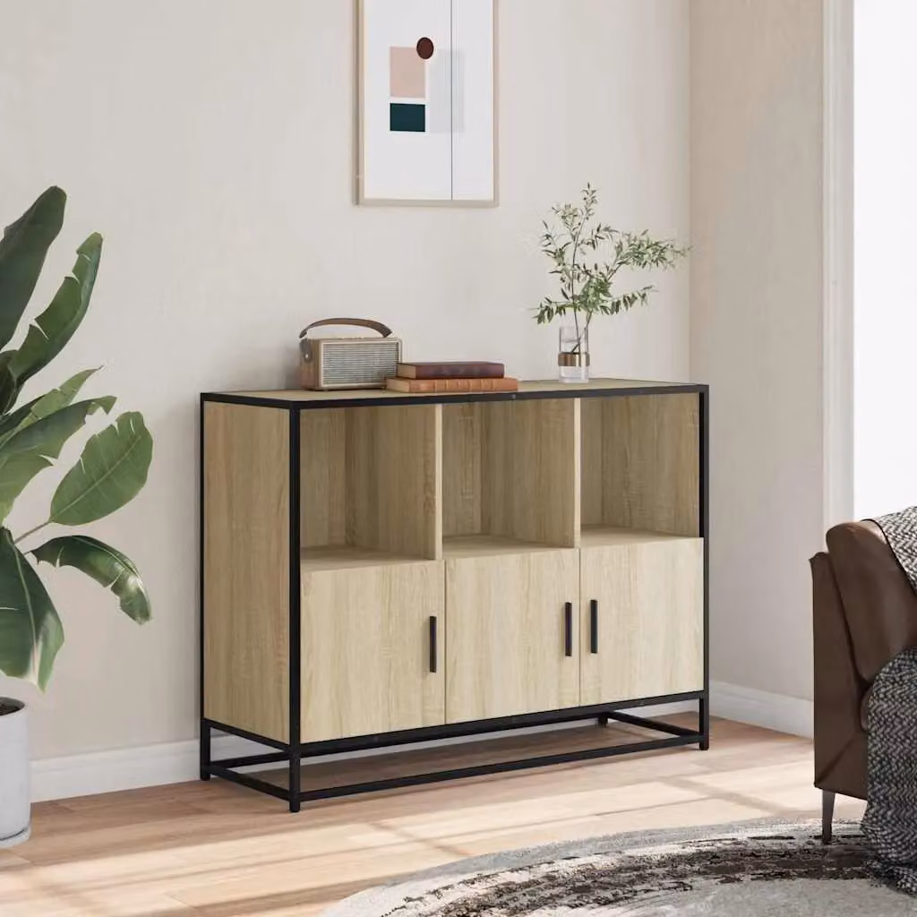Berkfield Home Sonoma Oak Sideboard in Brown, W/D/H: 100 x 35 x 76 cm – 3