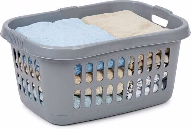 Storm Trading Group Silver and Grey Plastic Laundry Basket with Handles