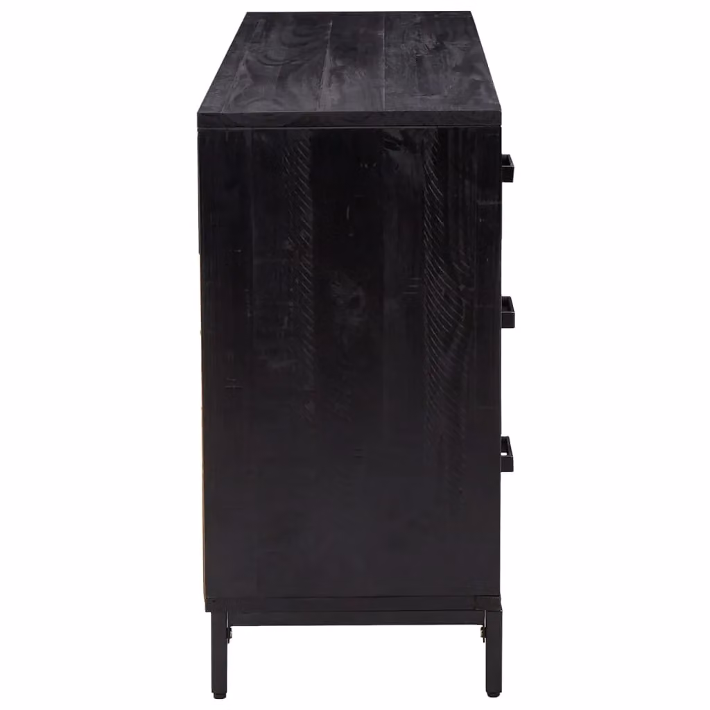 Berkfield Home Black Vintage Sideboard in Solid Pinewood and Metal, W/D/H: 110 x 35 x 70 cm – 3