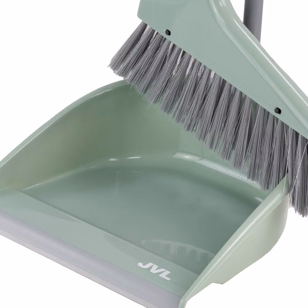 JVL Long Handle Dustpan and Brush Set in Green and Grey – 2