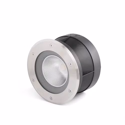 Netlighting Suria LED Outdoor Recessed Ground Spotlight in Grey Stainless Steel with Warm White Light – 1