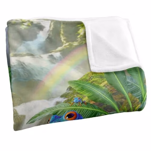 JQ Licensing Jlo Jungle Frogs Silky Touch Super Soft Fleece Throw Blanket, White, W/D/H: 152 x 127 cm – 2